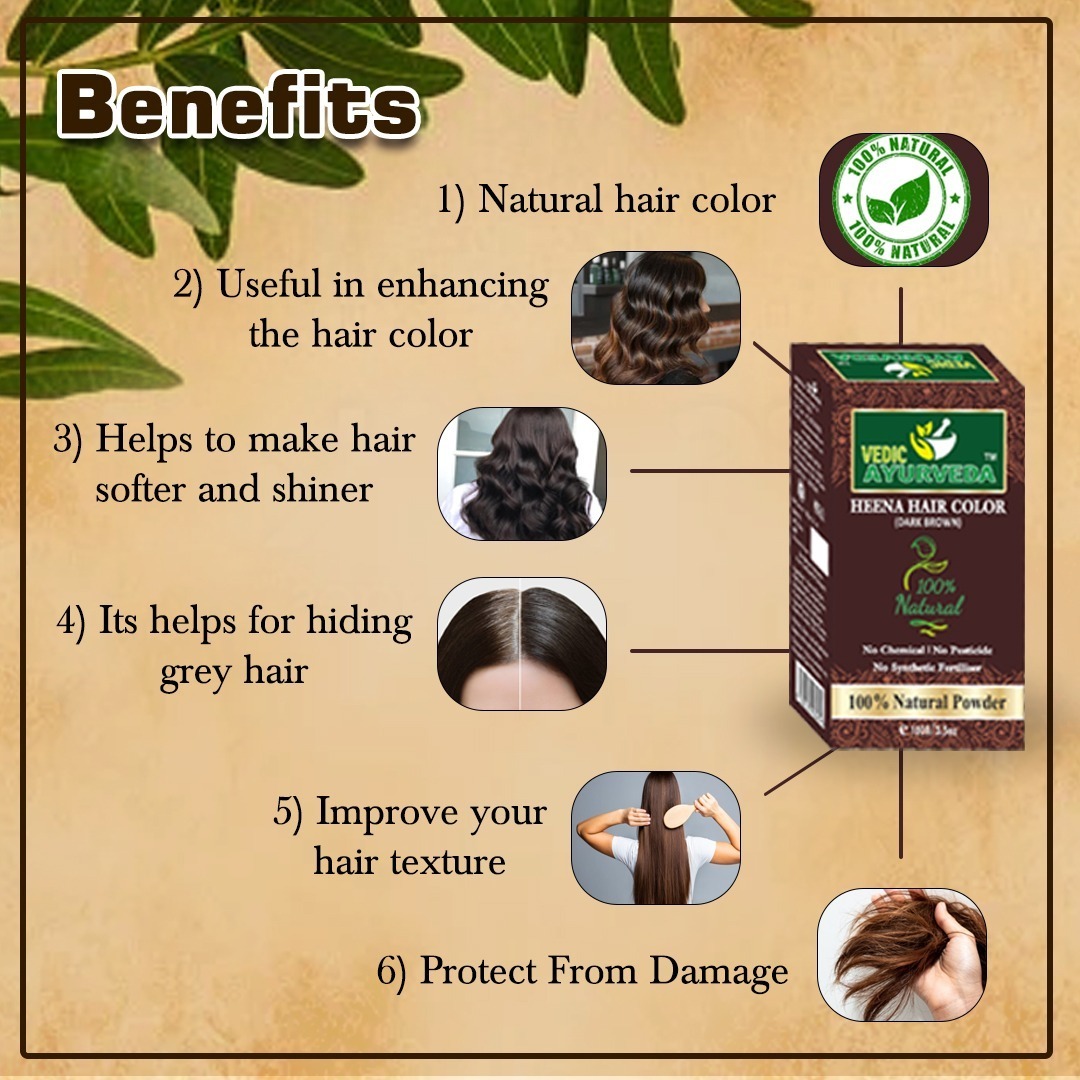 Natural Henna Hair Color (dark Brown) No Chemical (100gm) - Vedicayurveda  Bio-Organic Products %%sep%% Roots Of Healthy Lifes