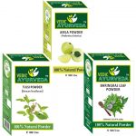vedicayurveda amla, tulsi, bhringraj powder in the box