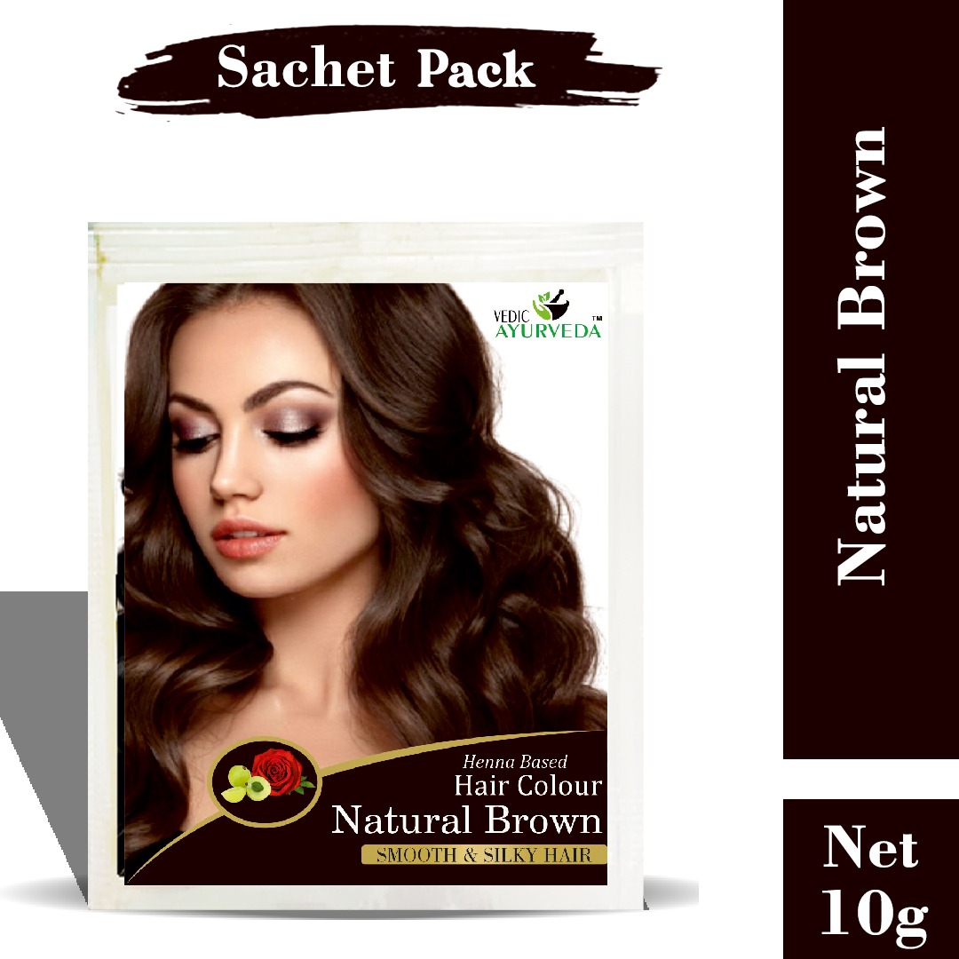 Vedicayurveda Henna Hair Color Naturally Brown-Sachet Pack Of 6