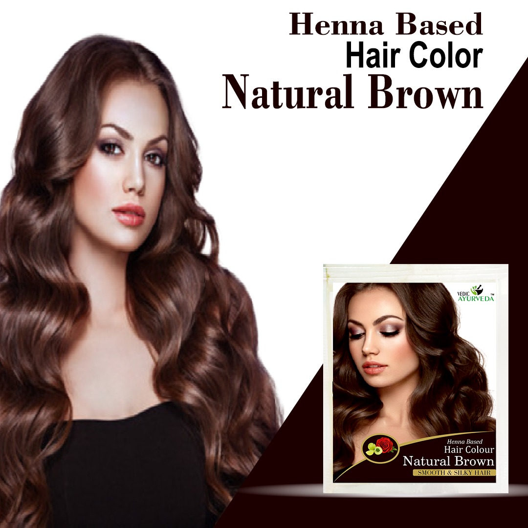 Vedicayurveda Henna Hair Color Naturally Brown-Sachet Pack Of 6