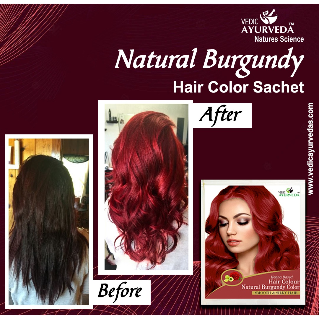 Natural Burgundy Hair Color Pack Of 6-Vedicayurveda