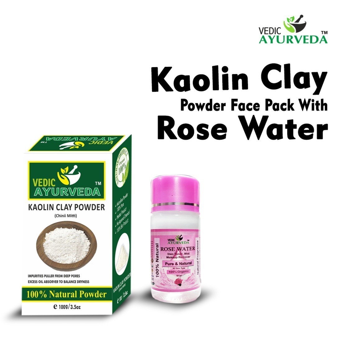Kaolin Clay Powder With Rose Water For Deeply moisturizes