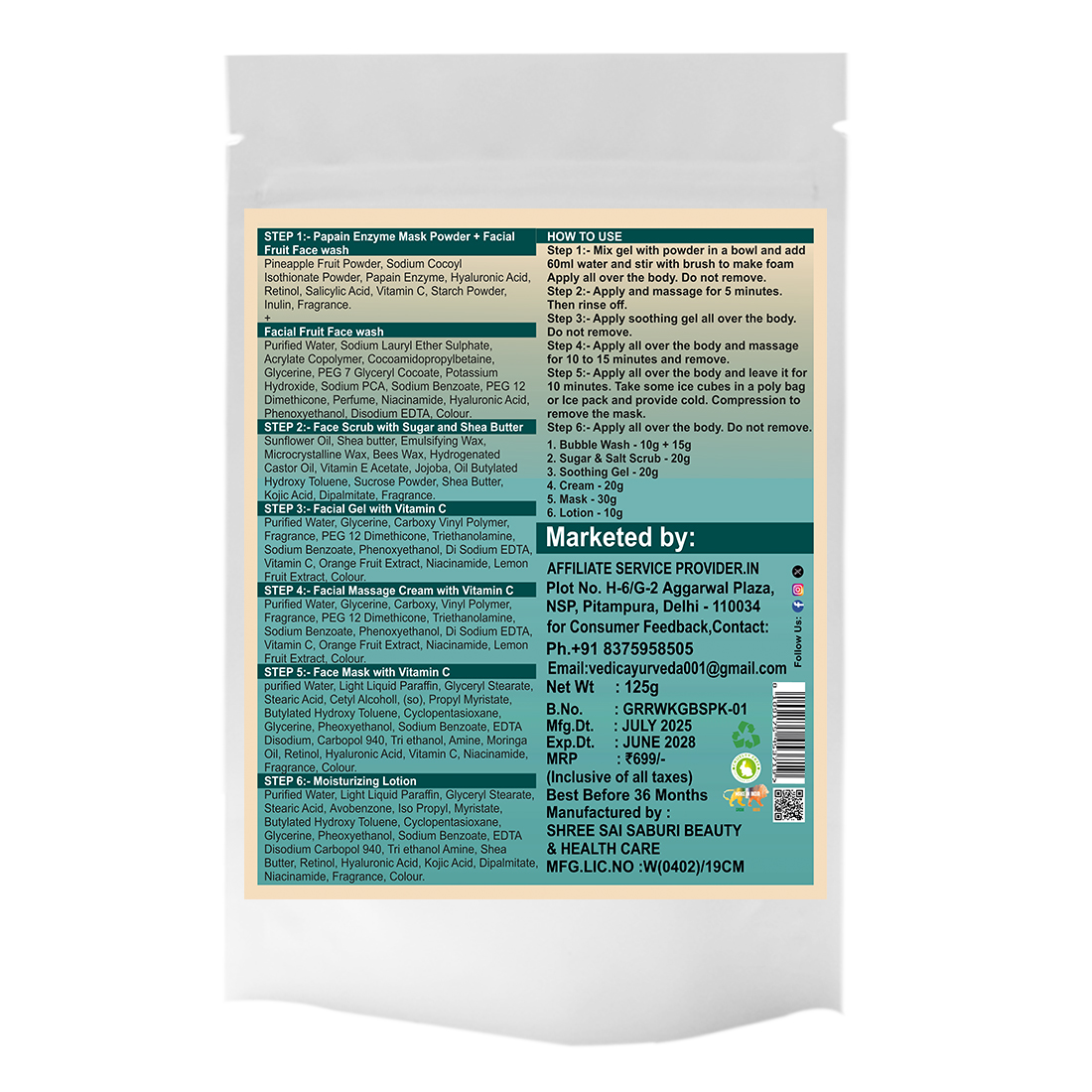 VEDICAYURVEDA's Body Polishing Rice Water Spa Kit, a luxurious 125g treatment - Image 2