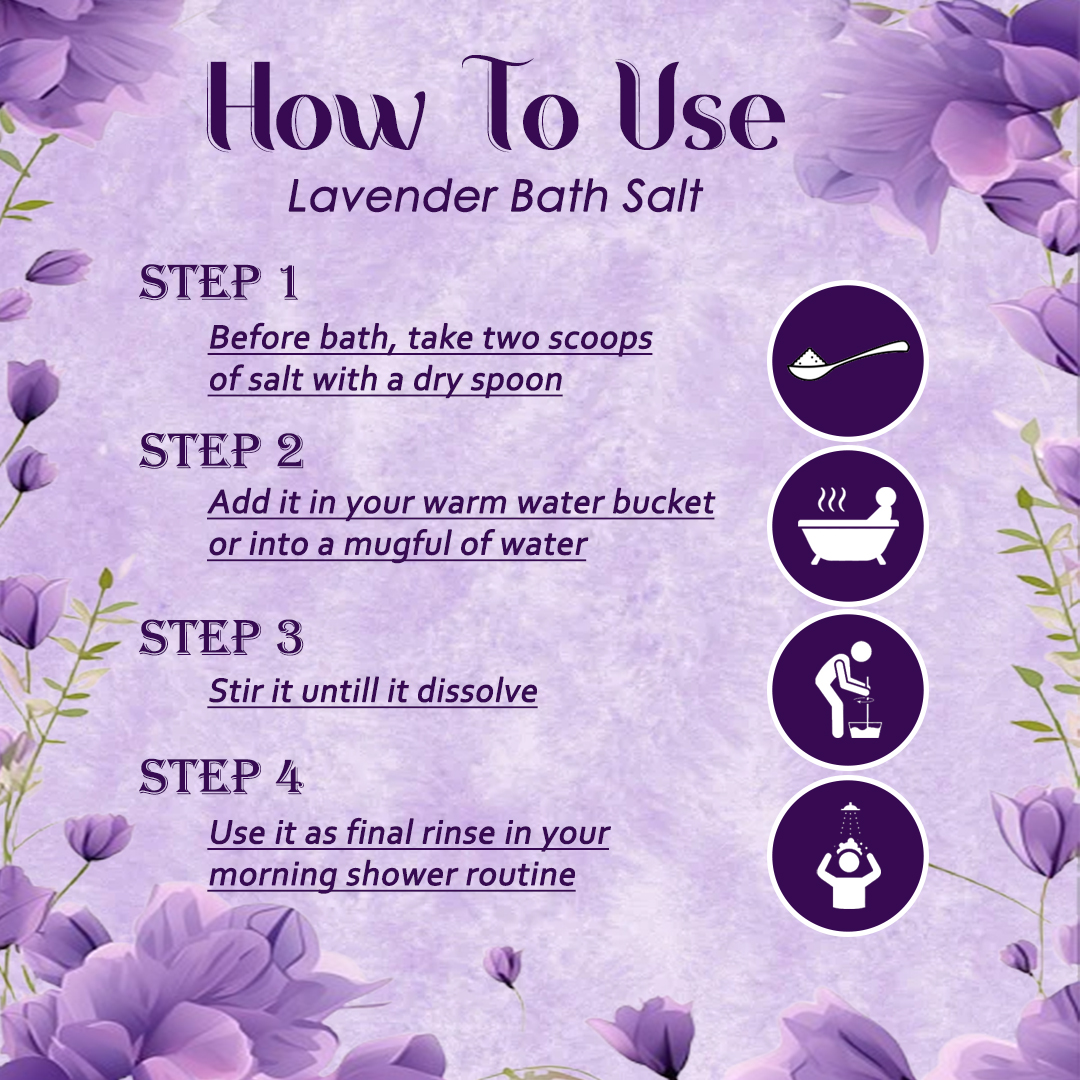 VEDICAYURVEDA Lavender Bath Salt,100% Natural Aromatherapy Body Soak, Muscle Aches Pain Relief, foot spa 200g - Image 5