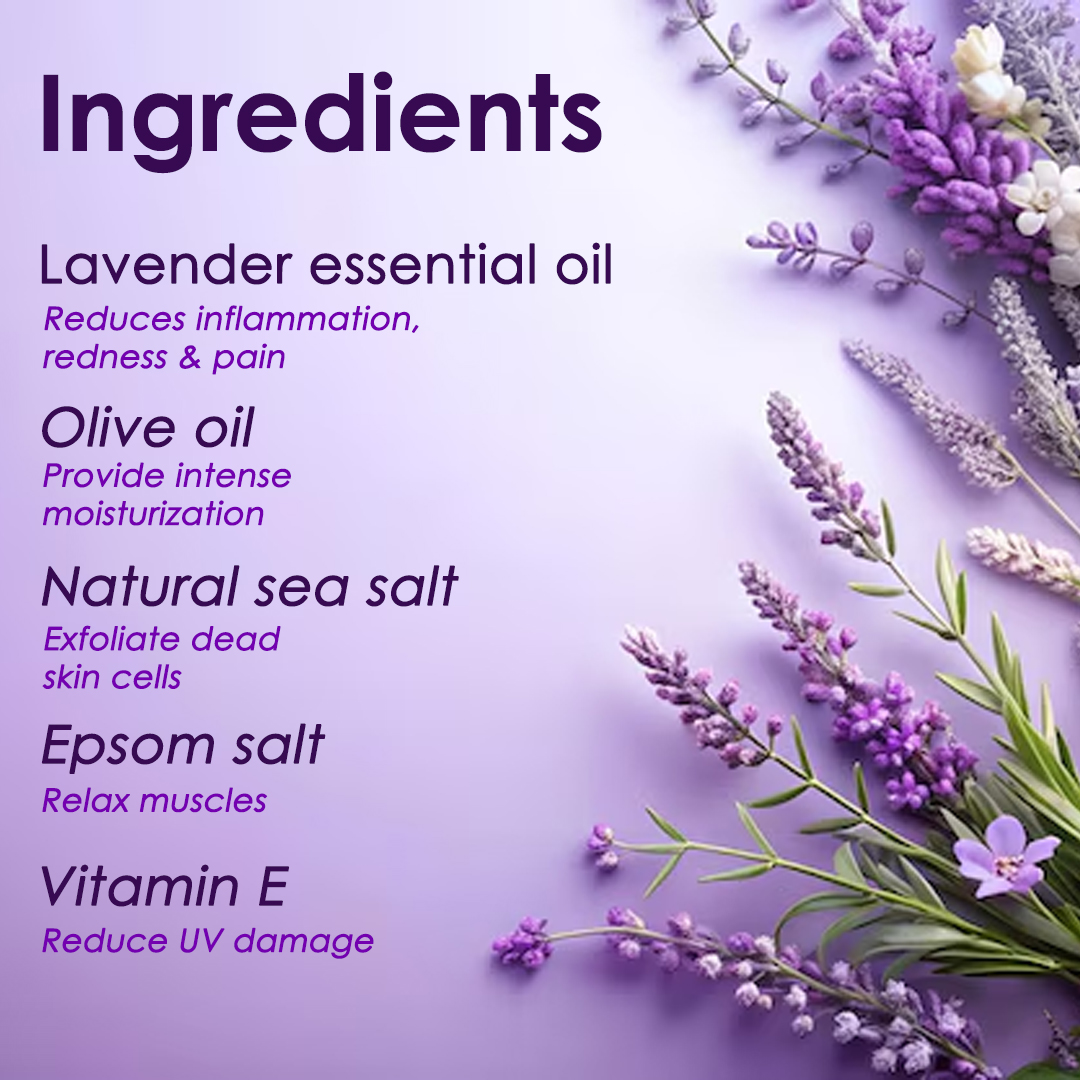VEDICAYURVEDA Lavender Bath Salt,100% Natural Aromatherapy Body Soak, Muscle Aches Pain Relief, foot spa 200g - Image 6