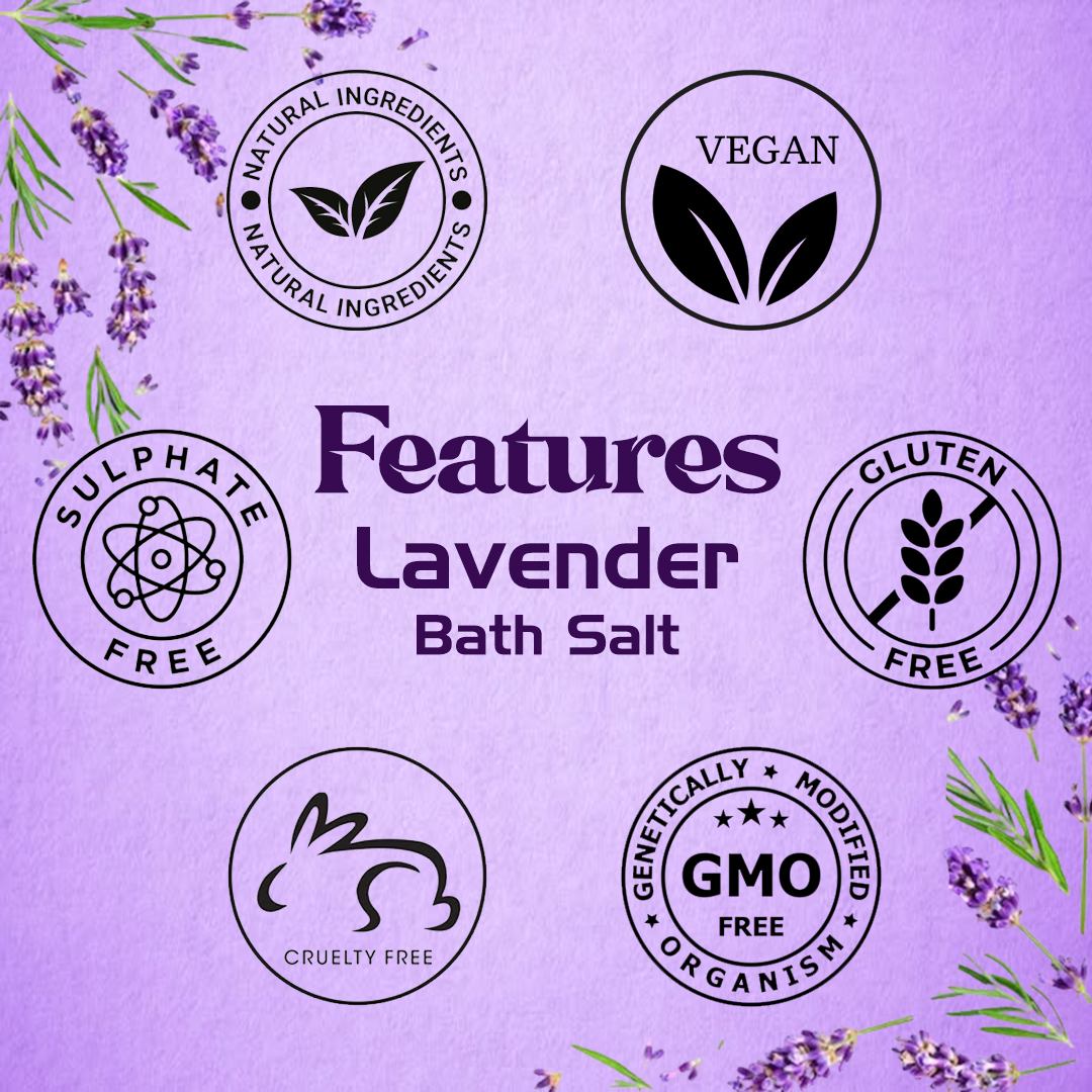 VEDICAYURVEDA Lavender Bath Salt,100% Natural Aromatherapy Body Soak, Muscle Aches Pain Relief, foot spa 200g - Image 7