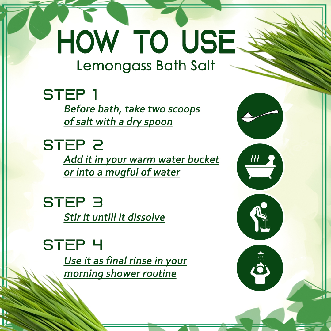 VEDICAYURVEDA Bath Salt 500g | Lemongrass & Activating Blend | Aromatherapy Salt for Stress Relief, Muscle Pain, Detox & Skin Brightening | Clears Negative Energy | Foot Soak & Full Body Spa for Men & Women - Image 5