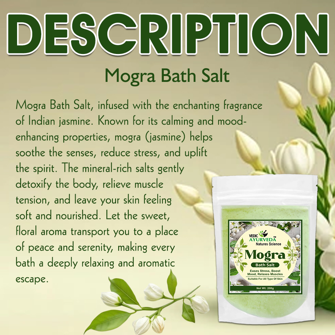 VEDICAYURVEDA Mogra Bath Salt for Stress Relief and Muscle Aches Pain Relief, Natural Aromatherapy with Floral Fragrance, 200g - Image 4