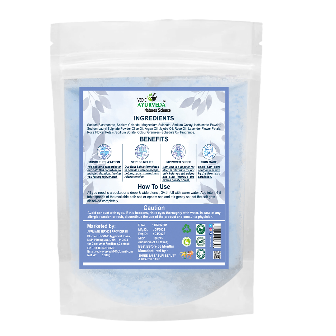 VEDICAYURVEDA Bath Salt 500g | Dead Sea Bath Salt & Activating Blend | Aromatherapy Salt for Stress Relief, Muscle Pain, Detox & Skin Brightening | Clears Negative Energy | Foot Soak & Full Body Spa for Men & Women - Image 2