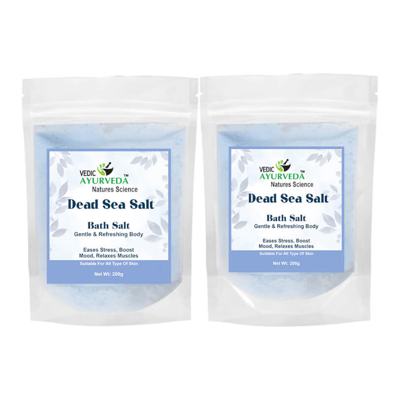 VEDICAYURVEDA Dead Sea Bath Salt 200g Pack of 2 for Relaxation and Muscle Relief