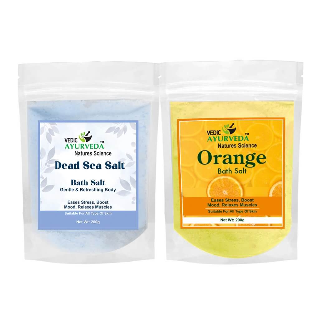 Dead Sea Salt and Orange Bath Salt Combo Pack for Muscle Relief, Detoxifying Bath and Skin Refreshment
