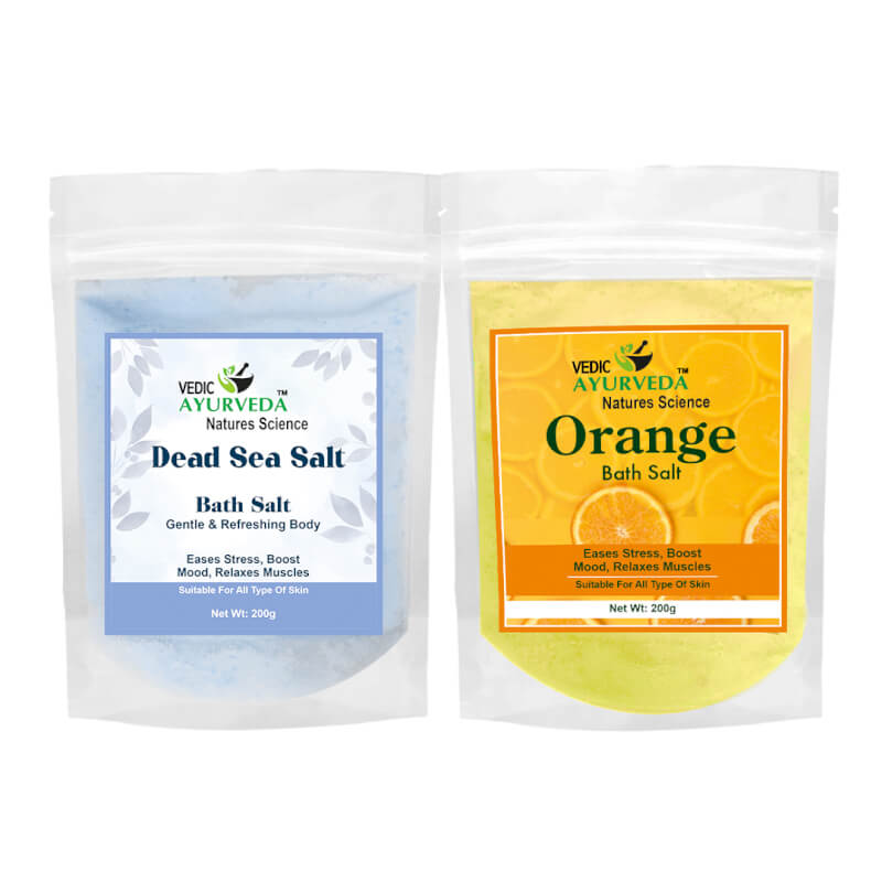 Dead Sea Salt and Orange Bath Salt Combo Pack for Muscle Relief, Detoxifying Bath and Skin Refreshment