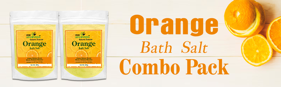 Vedic Ayurveda Lavender & Orange Bath Salt Combo for Stress Relief and Skin Glow