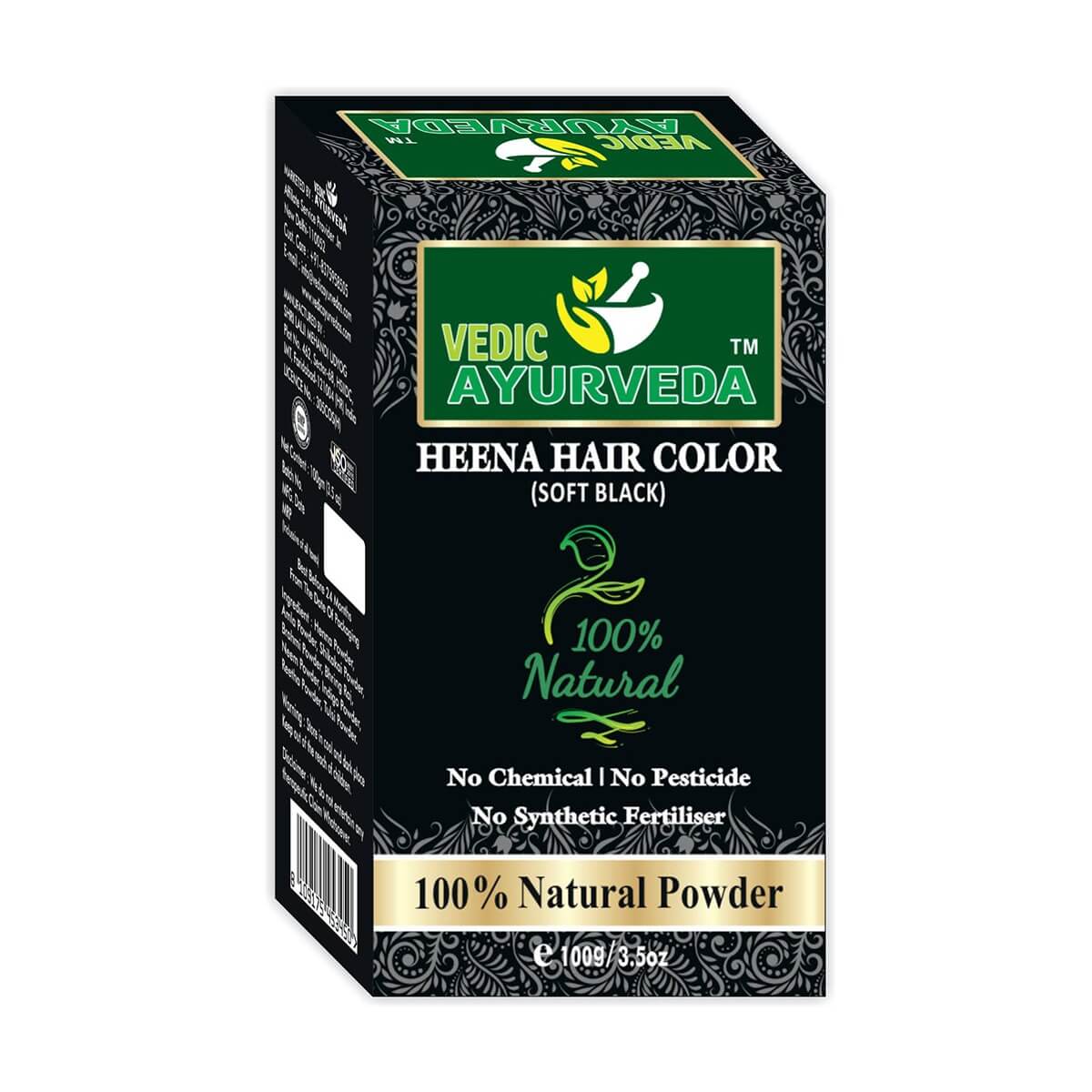 Natural Henna Hair Color Soft Black – 100% Natural Herbal Henna Powder for Grey Hair Coverage and Long-Lasting Shine