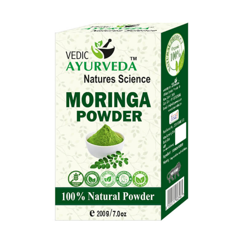 VEDICAYURVEDA Moringa Leaf Powder 200g Pure Drumstick Leaves Powder for Hair Skin and Wellness