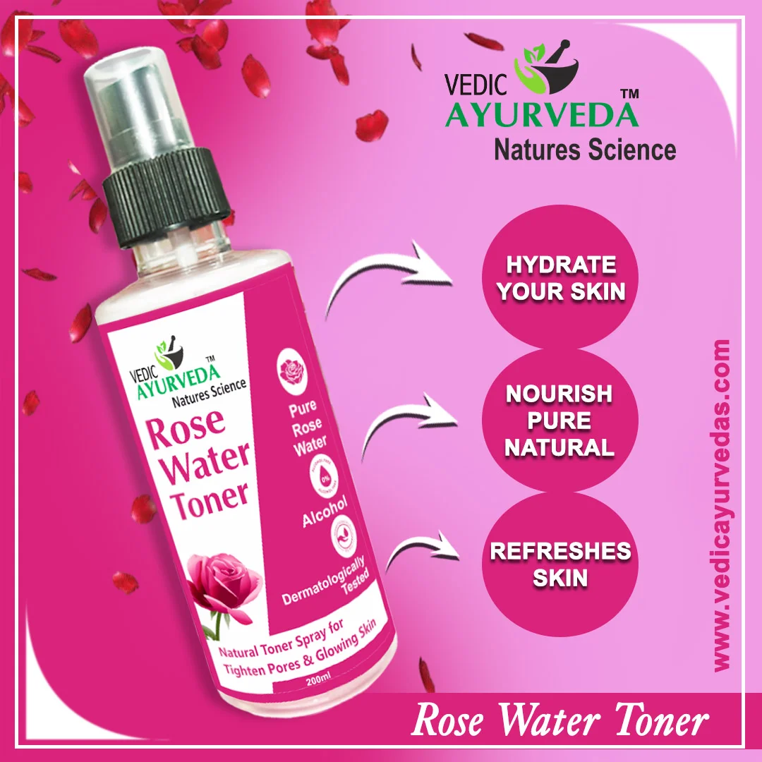 VedicAyurveda Rose Water Toner Steam Distilled Rose Water with Natural Toner Spray (200ml) 1 post 400 copy rose toner