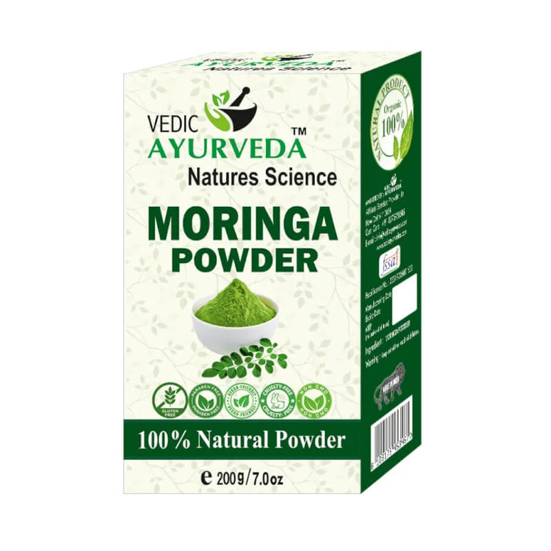 100% Moringa Leaf Powder (200g) | Pure Drumstick Leaves Powder | Natural Multivitamin for Hair, Skin & Wellness 2 VEDICAYURVEDA Moringa Leaf Powder 200g Pure Drumstick Leaves Powder for Hair Skin and Wellness