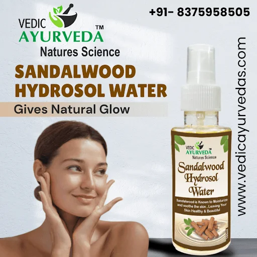 : Vedic Ayurveda Sandalwood Hydrosol Water Natural Face Toner for Hydrated and Glowing Skin